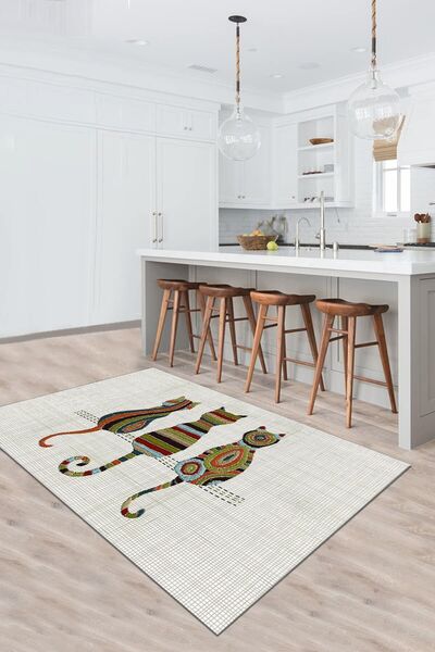 CP Rug Decorative Yıkanabilir Kaymaz Tabanlı Mutfak Halısı Dijital Baskı Mutf...