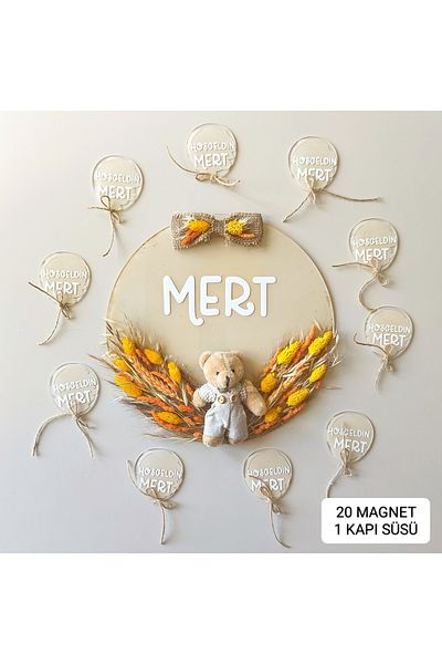 ORGANİZASYON HEDİYEM Στολίδι πόρτας 30 εκ. και μαγνήτης με μπαλόνι - 21 τεμάχια, με πολύχρωμο κορίτσι και άντρα