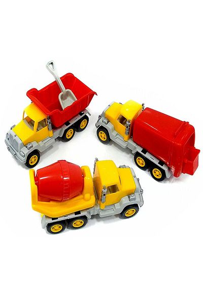 SAZE 3-Piece Construction Set Vehicles Toy Oylage Game Set Truck Set Yellow Age 3+ Elsa