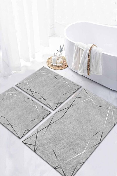 ALAADDİN CARPET Kaymaz Tabanlı Leke Tutmaz Yıkanabilir 3lu (60x100) 2(50x60)b...