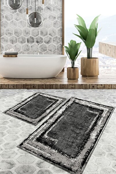 TulipDecorative Carpet Kaydırmaz Taban Yıkanabilir Leke Tutmaz 2 Li Set60x100...
