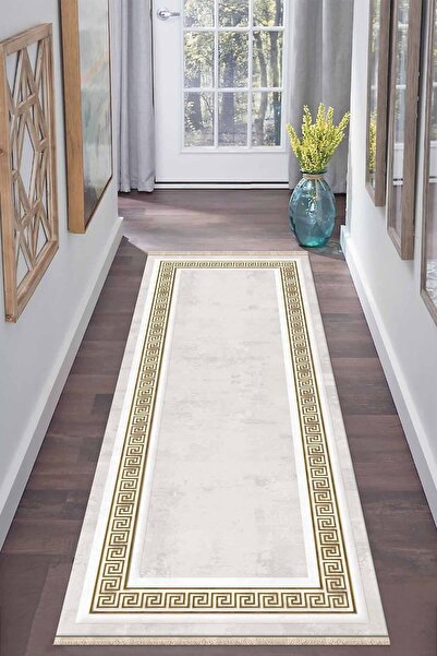ALAADDİN CARPET Yıkanabilir Kaymaz Tabanlı Kesme Dijital Baskı Yolluk Leke Tu...