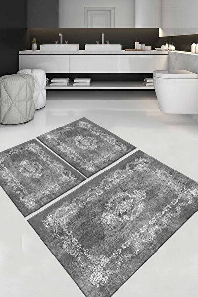 ALAADDİN CARPET Kaymaz Tabanlı Leke Tutmaz Yıkanabilir 3lu (60x100) 2(50x60)b...