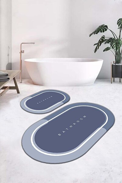 CP Rug Decorative Kaymaz Tabanlı Yıkanabilir Set 60x100 50x60 Banyo Halısı Ba...