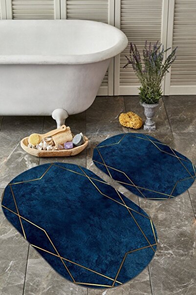 ALAADDİN CARPET Kaymaz Tabanlı Yıkanabilir 2 Li Set 60x100 50x60 Banyo Halısı...