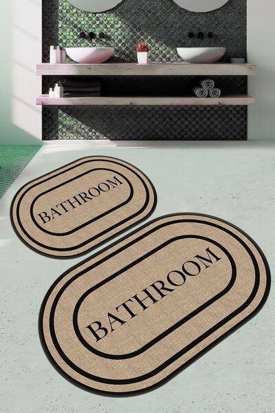 ALAADDİN CARPET Kaymaz Tabanlı Yıkanabilir 2 Li Set 60x100 50x60 Banyo Halısı...