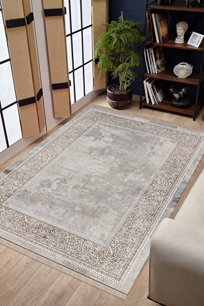 ALAADDİN CARPET Vintage Dijital Baskı Yıkanabilir Kaymaz Taban Leke Tutmaz Sa...