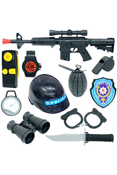 SAZE Oyuncak Kasklı Polis Set Erkek Cocuk Oyuncak Polis Seti
