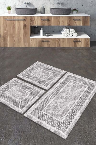 ALAADDİN CARPET Kaymaz Tabanlı Leke Tutmaz Yıkanabilir 3lu (60x100) 2(50x60)b...