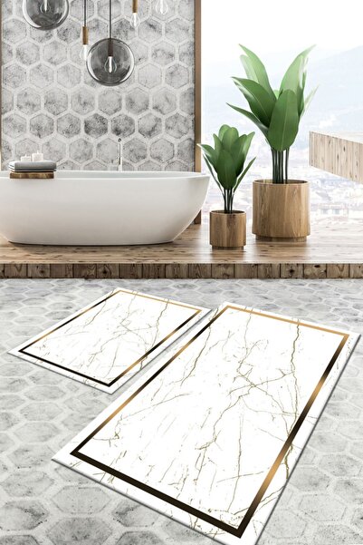TulipDecorative Carpet Kaydırmaz Taban Yıkanabilir Leke Tutmaz 2 Li Set60x100...