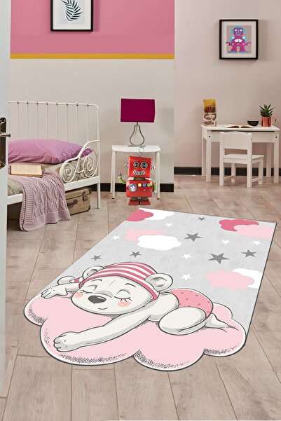 ALAADDİN CARPET Uykucu Ayı Dijital Baskı Yıkanabilir Kaymaz Taban Leke Tutmaz...