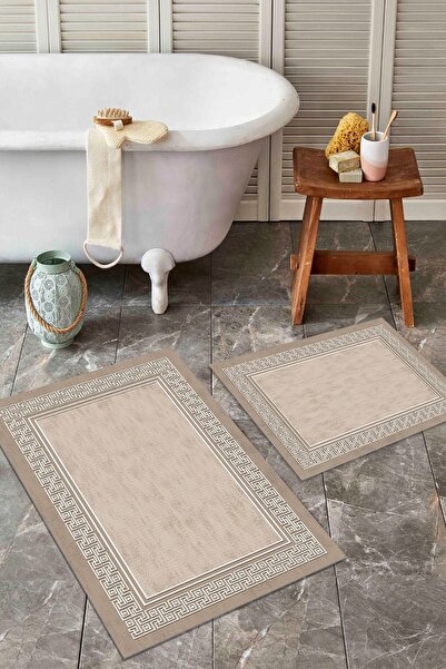ALAADDİN CARPET Kaymaz Tabanlı Yıkanabilir 2 Li Set 60x100 50x60 Banyo Halısı...
