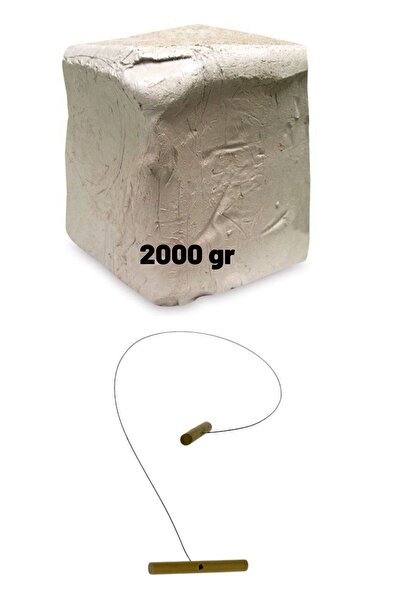 O&S Oyun ve Sanat Eğlen-Üret Seramik Hamuru 2 Kg - Beyaz Kil Çamuru - Kesme Teli-ipi - Oyun Hamuru 2000 gr