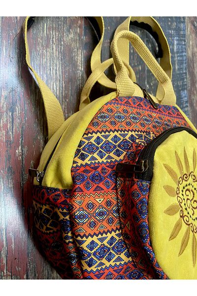 Street Bag Fargin Bohemian Embroidered Round Backpack - Waterproof, for Daily Travel