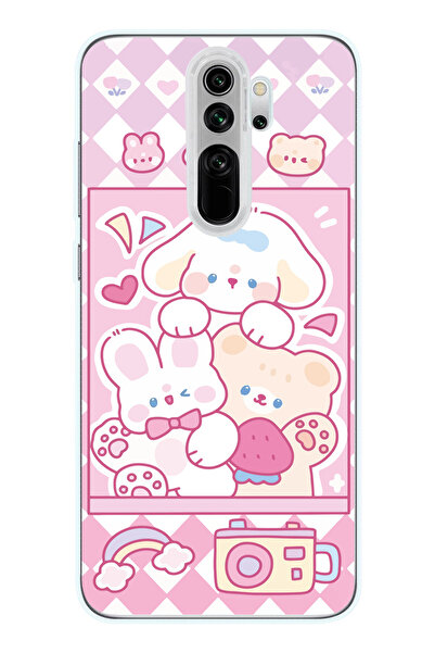 SUPER FRAME Xiaomi Redmi Note 8 PRO Uyumlu Tatlı Ayıcıklar Tasarımlı Şeffaf T...