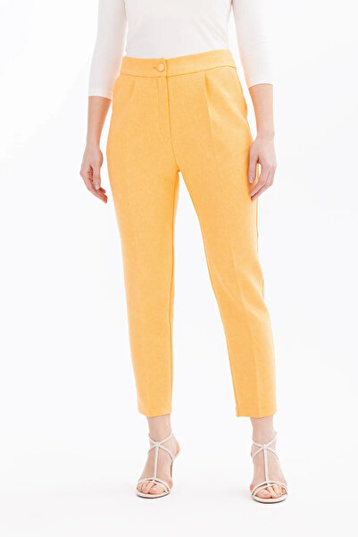 SEÇİL Pantaloni portocalii de damă - cu buzunare și până la gleznă