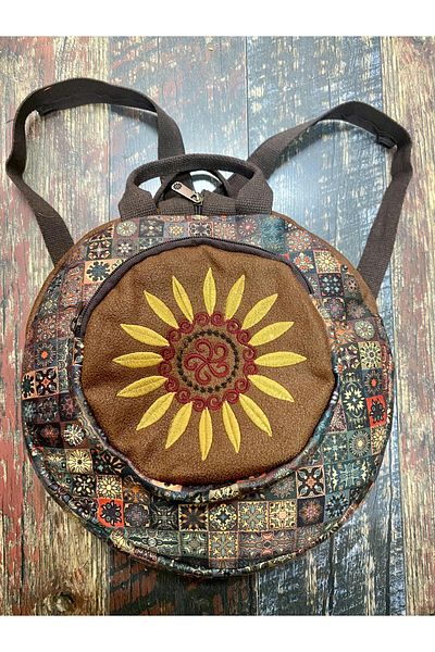 Street Bag Fargin Bohemian Embroidered Round Backpack - Waterproof, for Daily Travel