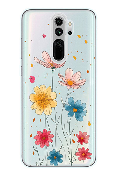 SUPER FRAME Xiaomi Redmi Note 8 PRO Uyumlu Çiçek Tasarımlı Şeffaf Telefon Kılıfı