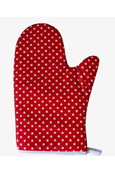 CDE Red Polka Dot Durable Fireproof Oven Gloves - SINGLE