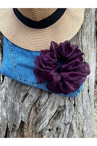 Melays 1.سكرانشي متوسط الحجم باللون العنابي عالي الجودة - قماش بإبزيم سيميت (...