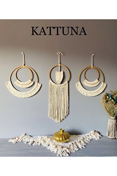 kattuna Bohem Makrome Duvar Dekorasyon Ürünü 3’lü Set