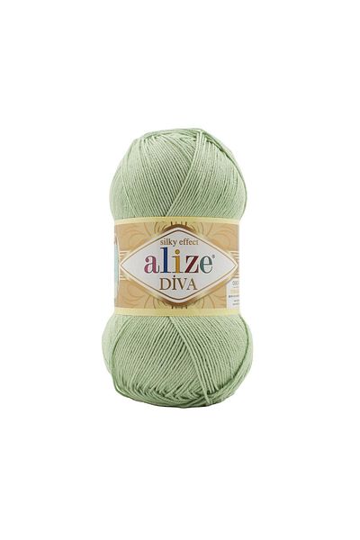 Alize 5 Pieces Diva Mercerized Thin Thread Summer Bikini Bustier Blouse Knitting Thread 852 Green Tea