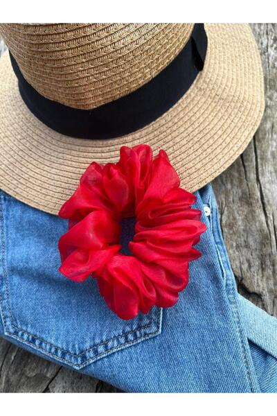 Melays قماش سكرانشي أحمر - منظم، حجم صغير، مشبك سيميت (قطعة واحدة)