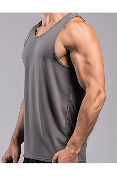 GANNHERS GRİ BASİC FİTNESS GYM TANK TOP SPORCU ATLETİ %100 PAMUK UNİSEX