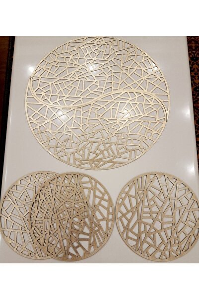 SEHARA Runner/yuvarlak Masa Ve Sehpa Örtü Seti/(2 PARÇALI 62CM YUVARLAK RUNNER,3 YUV.ZİGON)./s.deri/5 Parça