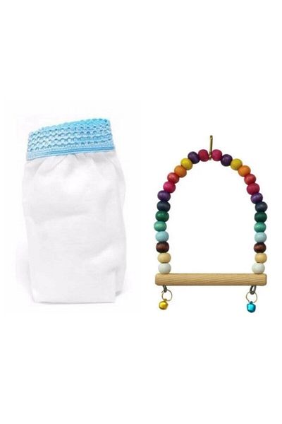 Fatih-Pet Tulle Cage Tulle for Bird Cages Size M + Beaded Swing