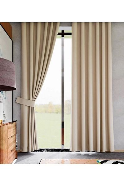 morpi BEIGE Thermal 100% Light Proof Blackout Blackout Sunshade Curtain