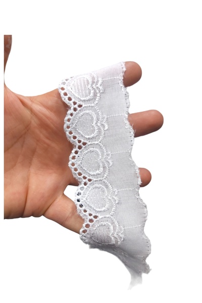 DUAYEN vual terikoton üzeri işleme kalp desen 1 metre eni 4 cm