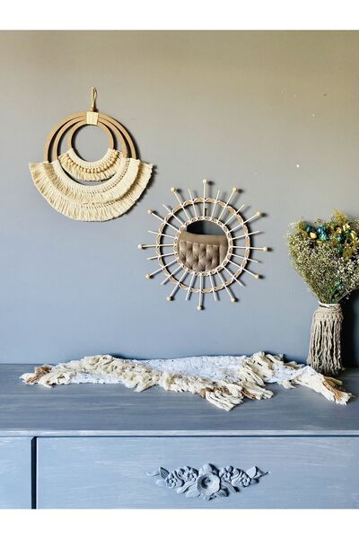 kattuna Wall Decoration Art Bohem Makrome Ve Bambu Ayna Duvar Dekorasyon Ürün...
