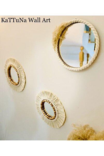 kattuna Wall Art Boncuklu Makrome Ayna Duvar Dekorasyon Ürünü Zrn044