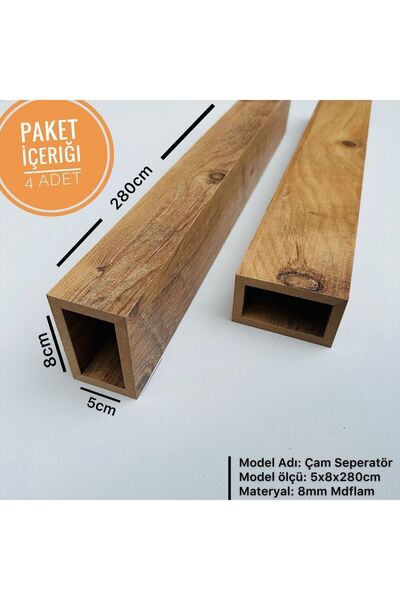 DekorVar (4 ADET) Çam 5cm X 8cm X 280cm Seperatör Bölme