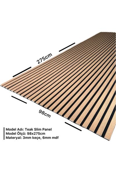 DekorVar Teak Slim Duvar Kaplama Paneli 98cm x 275 cm - 1 adet