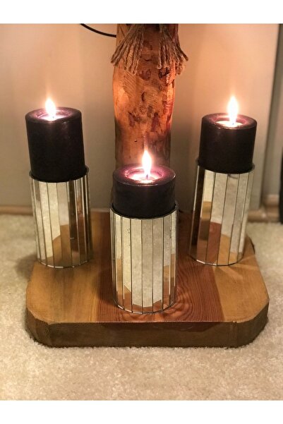 extrasepetim Gümüş Aynalı Mumluk-şamdan Seti