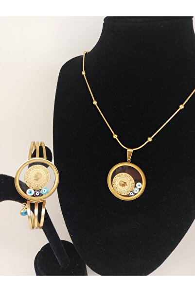 Romea Dorika Zincir Kolye, Kaburga Desenli Kelepçe Takı Seti, Açılan Kolye-Kelepçe Takı Seti