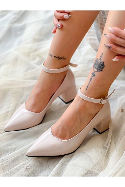 irmona Stiletto cu curea la gleznă cu toc gros din piele lacuită Dumar de cul...