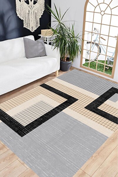 eco concept Gri Renk Halı, İnce Halı, Kaymaz Taban Halı, Makinede Yıkanabilir...