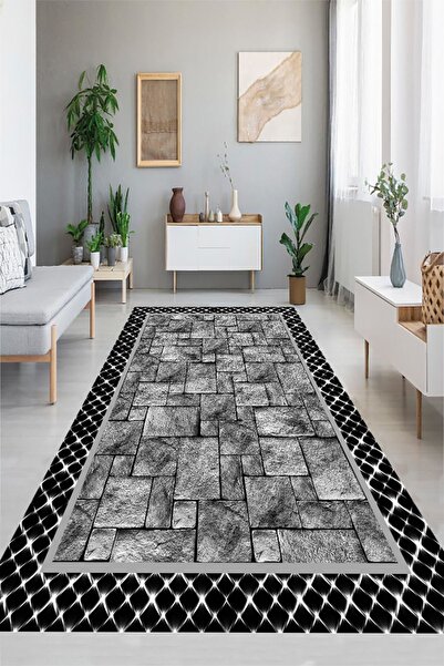 eco concept Gri Renk Halı, İnce Halı, Kaymaz Taban Halı, Makinede Yıkanabilir...