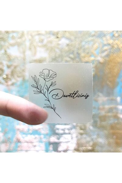 Genel Markalar Şeffaf Kare Sticker (ETİKET) 50 Adet 4*4 Cm Söz - Nişan - Düğü...