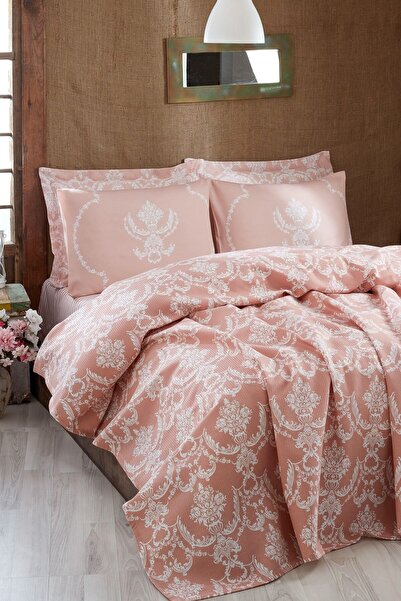 Enlora Home Desenli Pike Örtü Tek Kişilik Pure Pudra (Pike)
