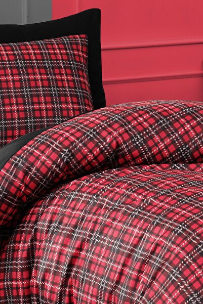 Enlora Home Kolay Ütülenir Nevresim Takımı Tek Kişilik Iskoç Kırmızı