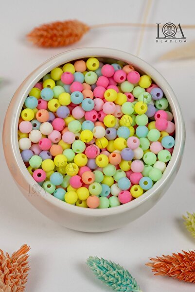 LANDOFACCESSORY 1. KALİTE RENKLİ AKRİLİK BONCUK - 6 MM BONCUK-KOLYE,BİLEKLİK,...