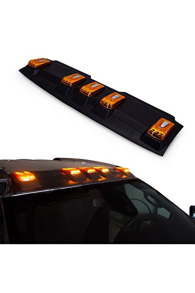 Meliset Ford Ranger Wildtrak Ön Cam Üstü Işıklı Moonvisör Turuncu Ledli Mat Siyah