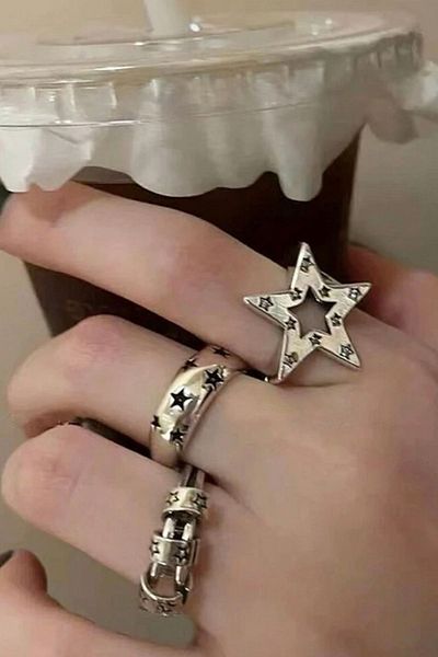EFBUTİK Vintage Stars - 3-Piece Ring Set