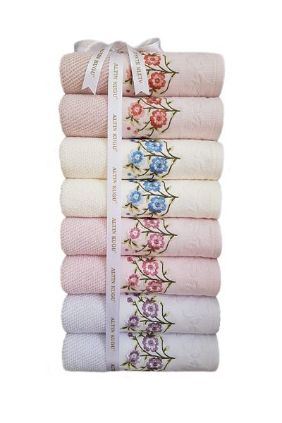 Özdilek 8 Pieces Pansy Embroidered Towel Set