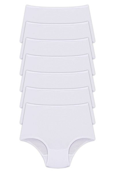 Soft Light Chiloți de damă cu talie foarte înaltă, bumbac alb, pachet de 7