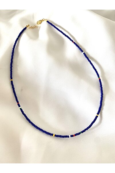 Atelier Çağla Lacivert Ince Boncuklu Kolye